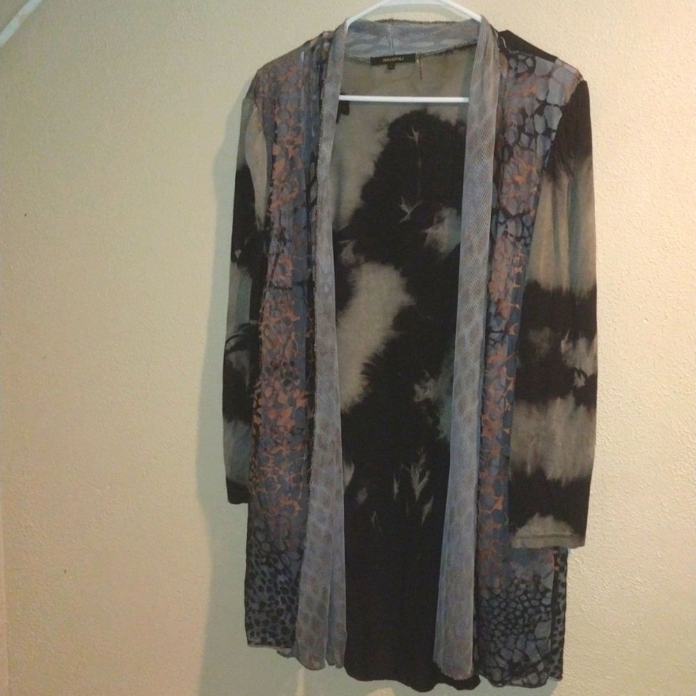Radzoli Tie Dye Animal Print with Netting Detail Witchy Goth Kimono L